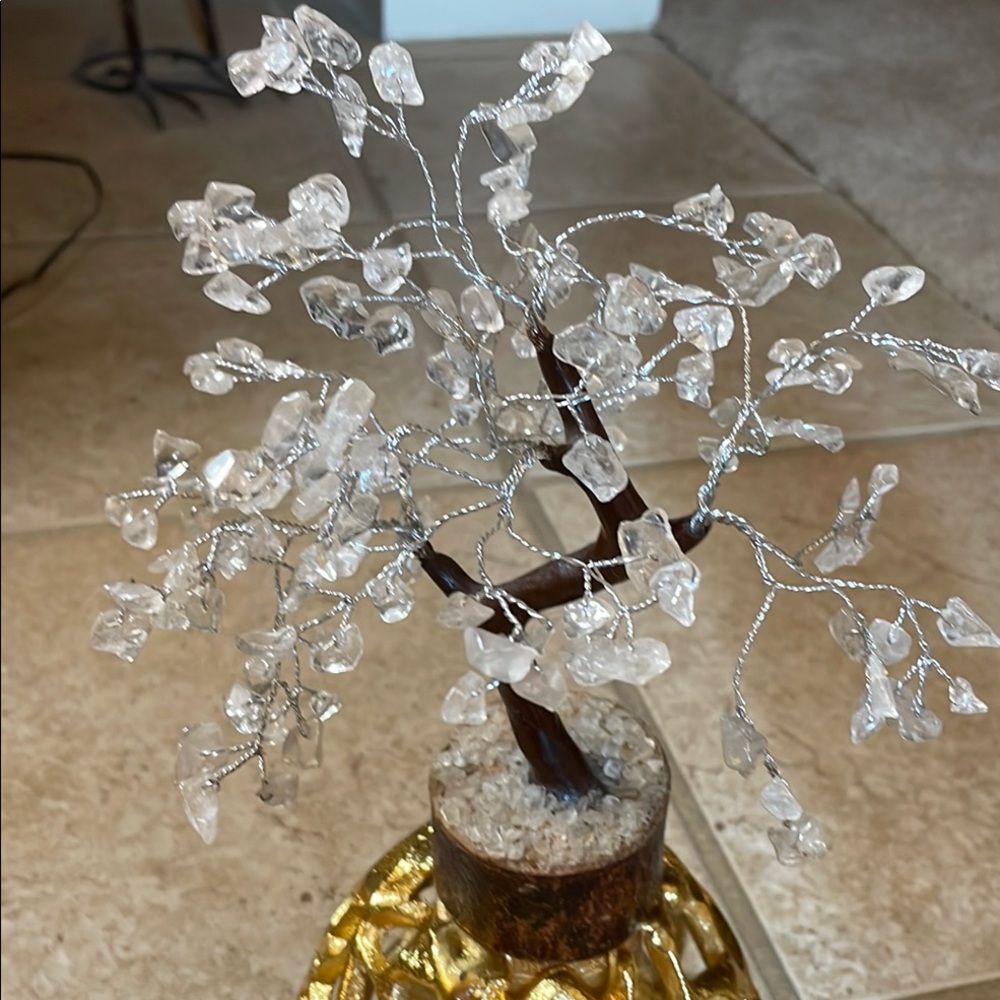 Crystal Gemstone Tree with Silver Accents